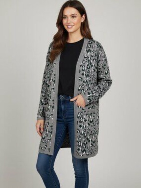 Cynthia Rowley Sweaters - Cynthia Rowley gray leopard print open front cardigan sweater Size S